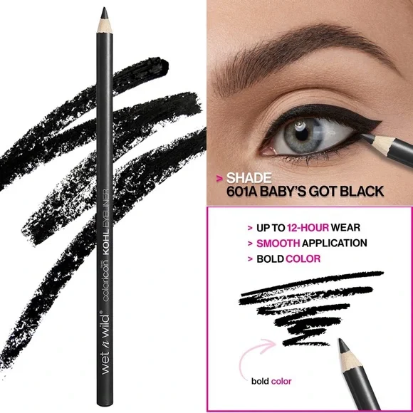 Wet N Wild Color Icon Kohl Liner Stift – Baby’s Got Black – Intensiver Schwarzer Augenlidstift Für Smudge-look
